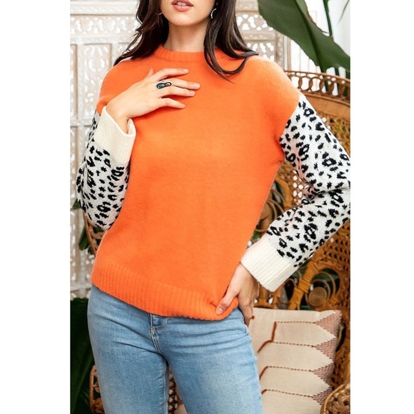 THML | Leopard Sleeve Sweater - Picture 2 of 5